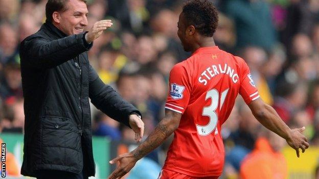 Liverpool boss Brendan Rodgers (left) and Raheem Sterling