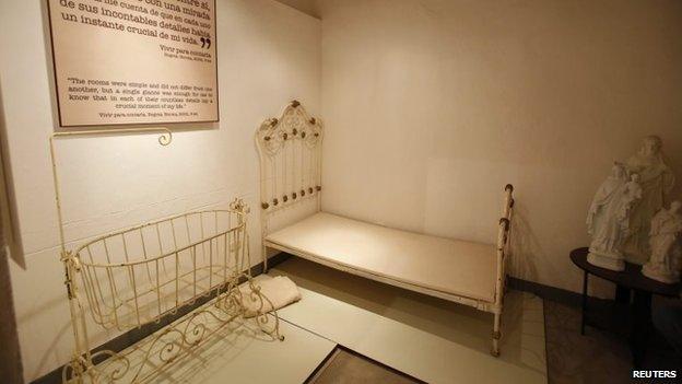 A replica of the bedroom of Colombian Nobel Prize laureate Gabriel Garcia Marquez is seen in Aracataca on 17 April, 2014