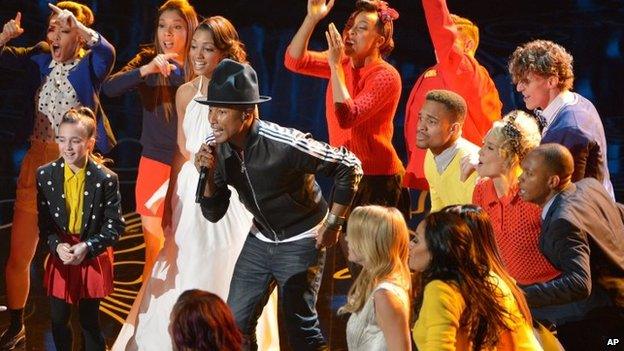 Pharrell Williams performs at the Oscars