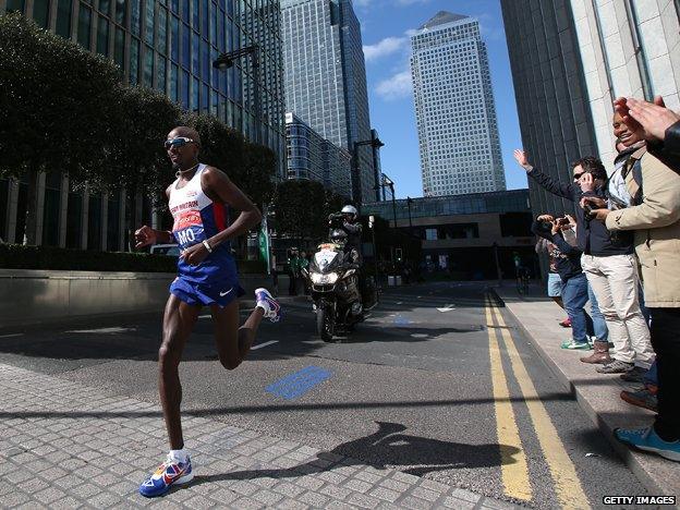 Mo Farah running the London Marathon