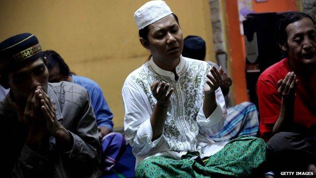 Transgender people pray at the school in Yogakarta