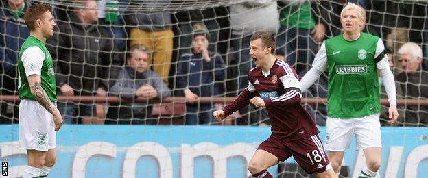 Hearts and Hibernian players