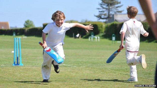 Children playing cricket