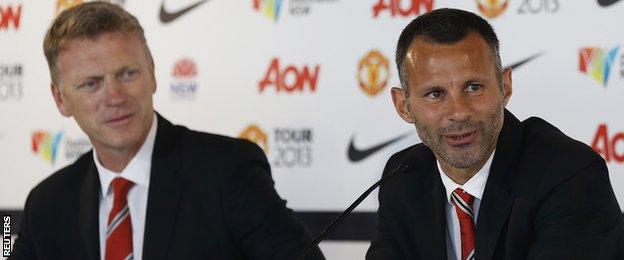 David Moyes and Ryan Giggs speak to the media