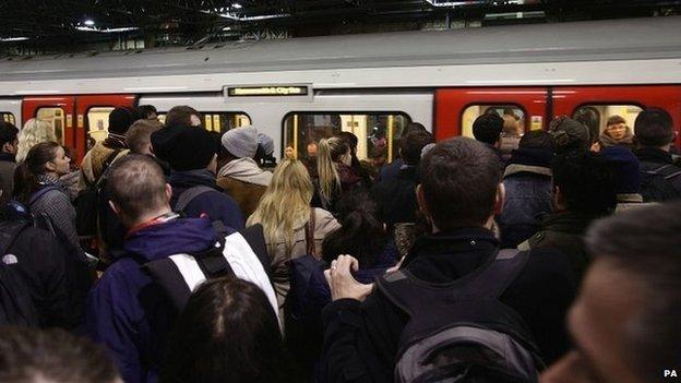 Passengers during the Tube strike