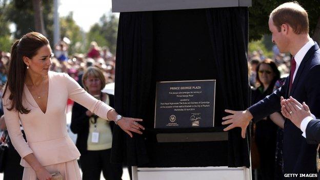 Duke and Duchess of Cambridge unveil a plaque to Prince George Plaza in Adelaide