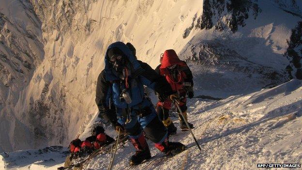 Climbers on Mount Everest