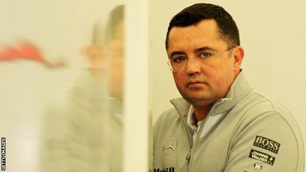 McLaren Racing Director Eric Boullier is seen in the paddock during day one of Formula One Winter Testing at the Bahrain International Circuit on February 19, 2014