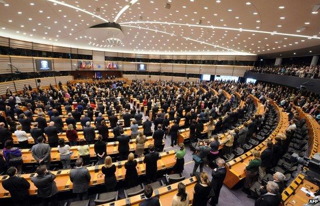 The European Parliament in Brussels, 14 April