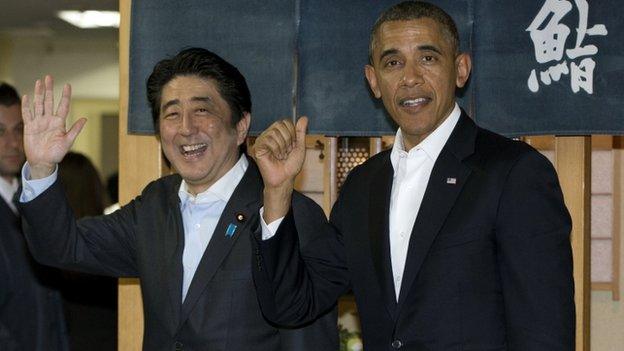 Japanese PM Shinzo Abe and President Barack Obama (23 April 2014)