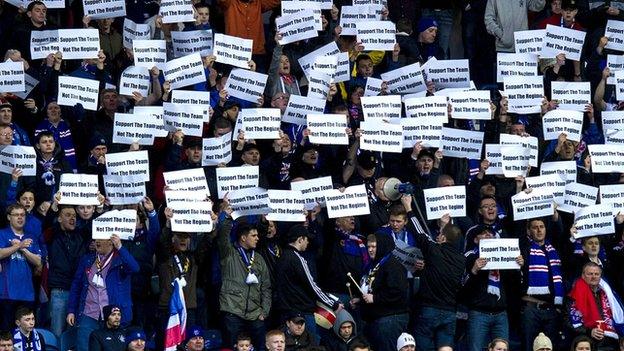 Rangers fans protest at Ibrox