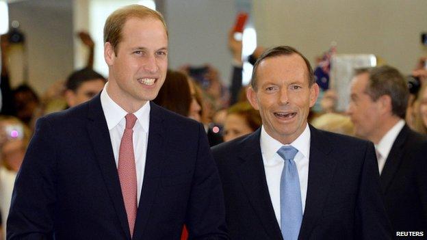 Prince William and Australia Prime Minister Tony Abbott