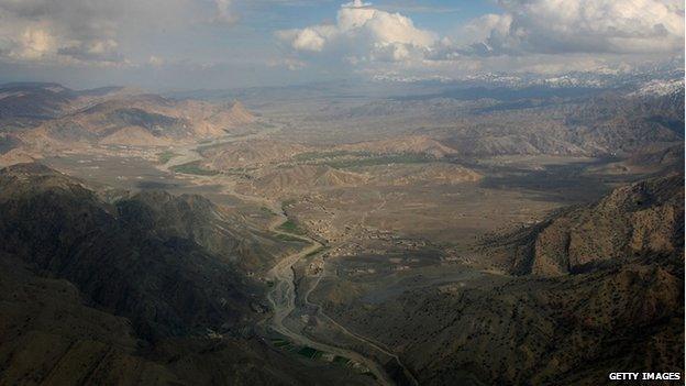 File photo: Pakistan's North Waziristan tribal area is seen from the air, 17 February 2007