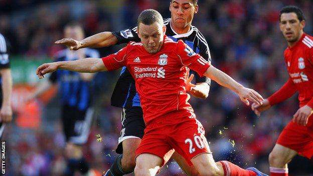 Jay Spearing in action for Liverpool