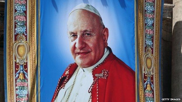 A tapestry depicting the late Pope John XXIII