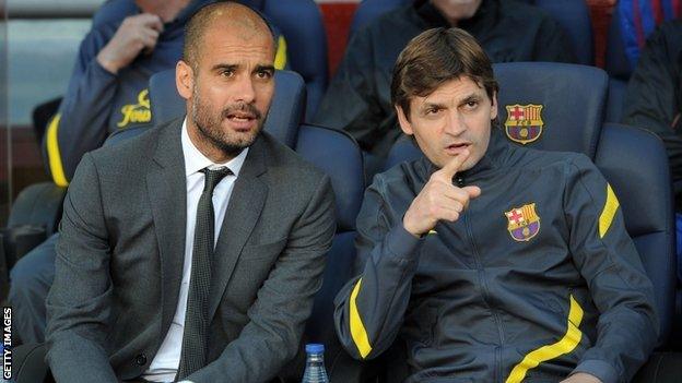 Pep Guardiola and Tito Vilanova