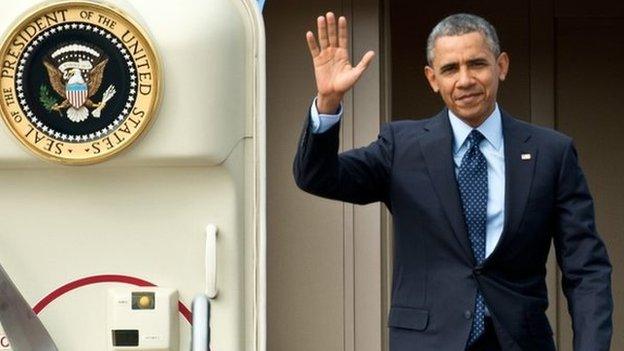 US President Barack Obama waives after landing in Malaysia. Photo: 26 April 2014