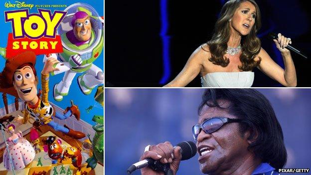 Toy Story, Celine Dion and James Brown