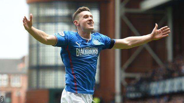 Fraser Aird celebrates his goal