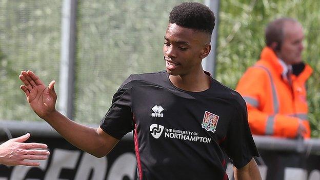 Ivan Toney celebrates scoring for Northampton Town