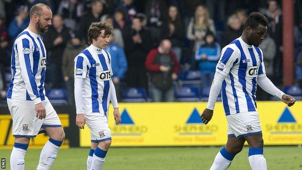 Kilmarnock players trudge off at full time