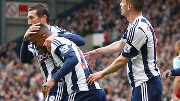 West Brom's players celebrate