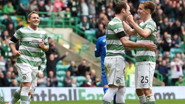 Anthony Stokes celebrates after his third goal