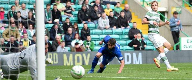 Teemu Pukkis scores for Celtic against Inverness