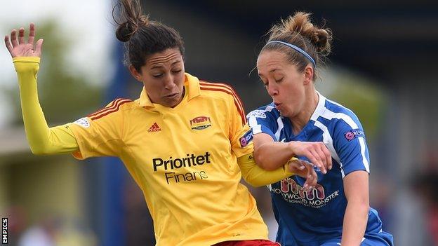 Tyreso's Christen Press (left) and Birmingham's Jo Potter