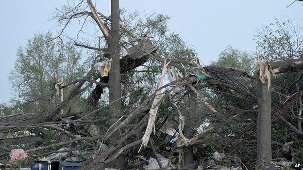 Twisted trees in Baxter Springs, Kansas. 27 April 2014