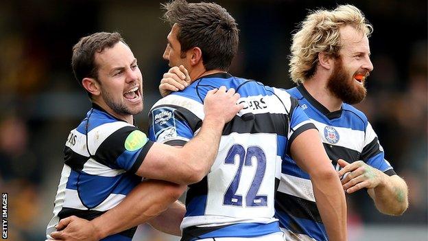 Bath celebrate beating Wasps