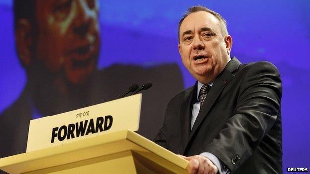 Alex Salmond giving speech - file pic