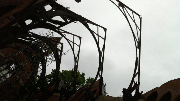 Damaged roof at St Michael's Church, Ipswich