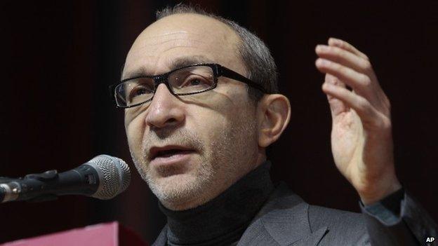 Kharkiv mayor Hennadiy Kernes speaks at the congress of provincial lawmakers and officials in the Ukrainian eastern city of Kharkiv, Saturday, Feb. 22. 2014