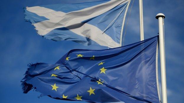 EU flag and Saltire