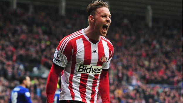 Sunderland striker Connor Wickham celebrates scoring his second goal during the 4-0 win over Cardiff City