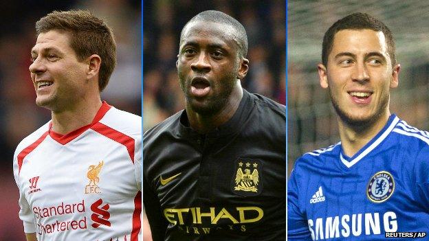 Steven Gerrard, Yaya Toure and Eden Hazard