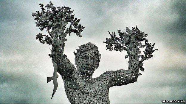 Sculptor Andy Scott's 'Air Spirit' statue in Tullibody was photographed by Graeme Conlan from Alva.