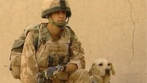 L/Cpl Rowe and Sasha working together in Afghanistan before their deaths