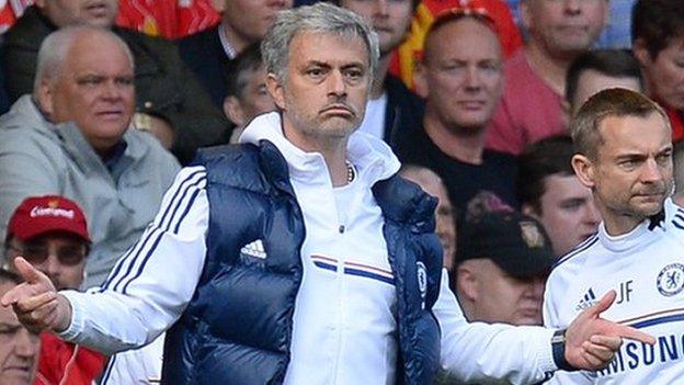 Chelsea manager Jose Mourinho at Anfield