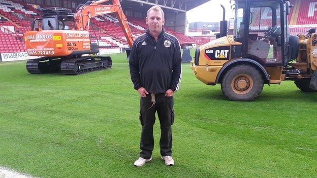 Groundsman, Craig Richardson at Bristol City football ground