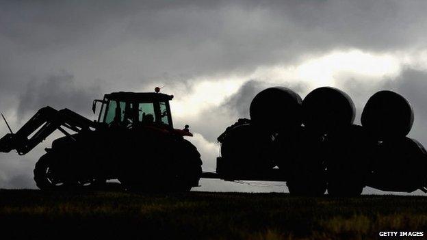 Tractor on farm