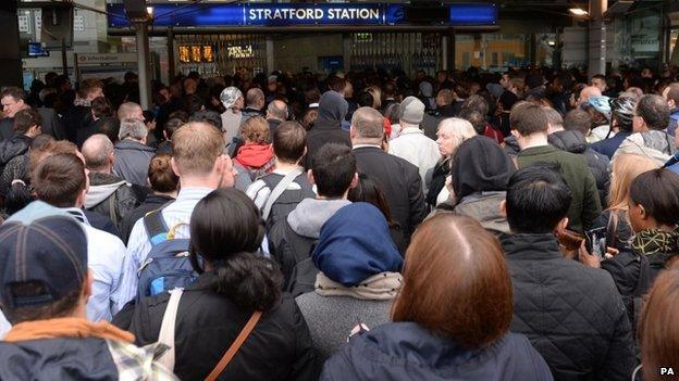 Queues outside Stratford Station