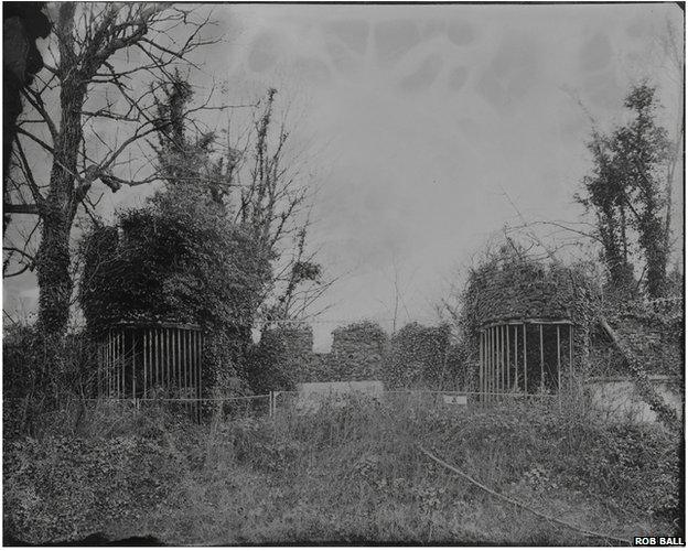 Remains of menagerie enclosures and cages at Dreamland