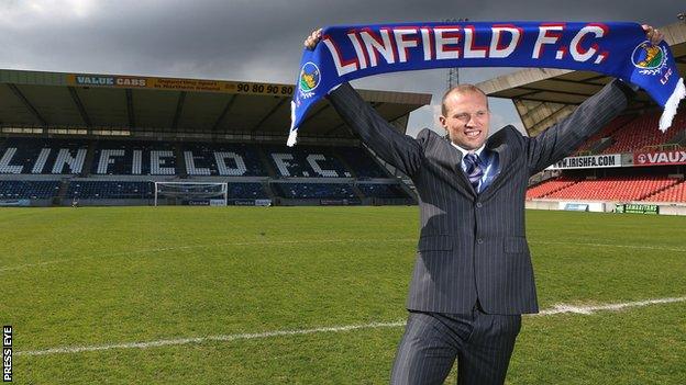 New Linfield manager Warren Feeney at Windsor Park