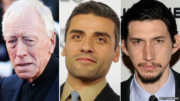 Max von Sydow, Oscar Isaac and Adam Driver