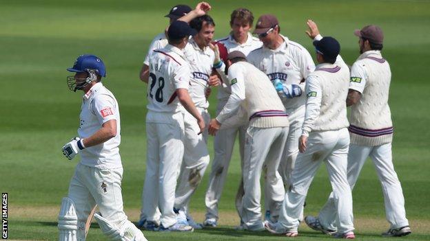 Somerset celebrate against Sussex