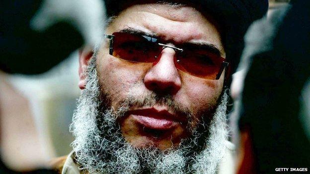 Abu Hamza, shown here in London in 2003, is now on trial in New York