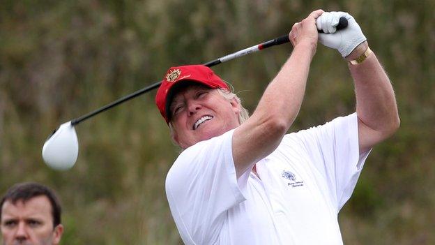 Donald Trump tees off