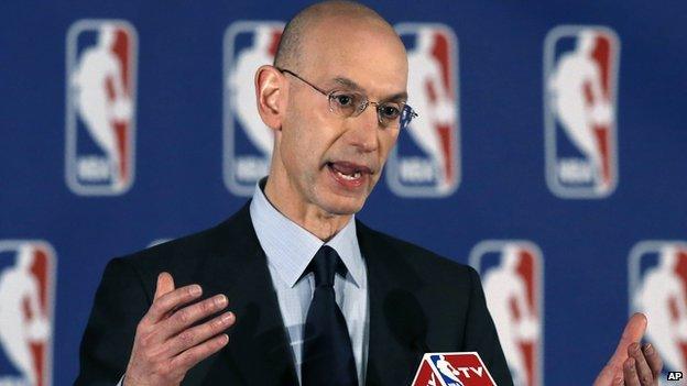 NBA Commissioner Adam Silver announces punishment for Los Angeles Clippers owner Donald Sterling,.